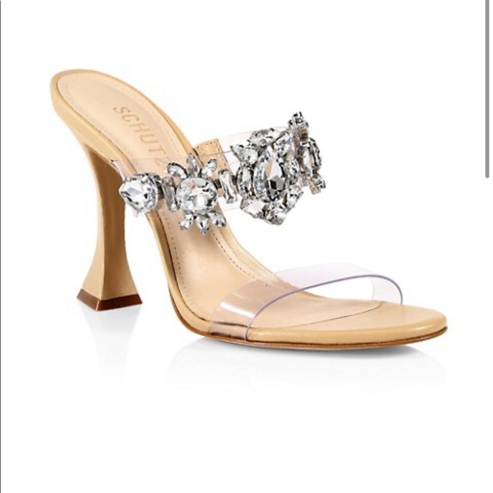 Schutz Women's Laureen Embellished High Heel Slide Sandals size 9